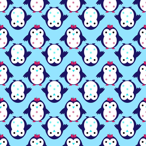 Πιγκουίνος νιφάδα χιονιού χωρίς ραφή πρότυπο διάνυσμα — Διανυσματικό Αρχείο