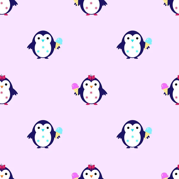 Pingüino helado sin costura patrón vector — Vector de stock