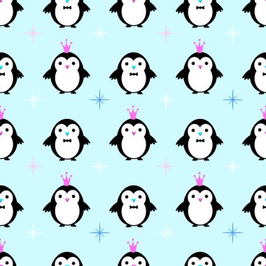 Penguen Prenses Dikişsiz desen vektör