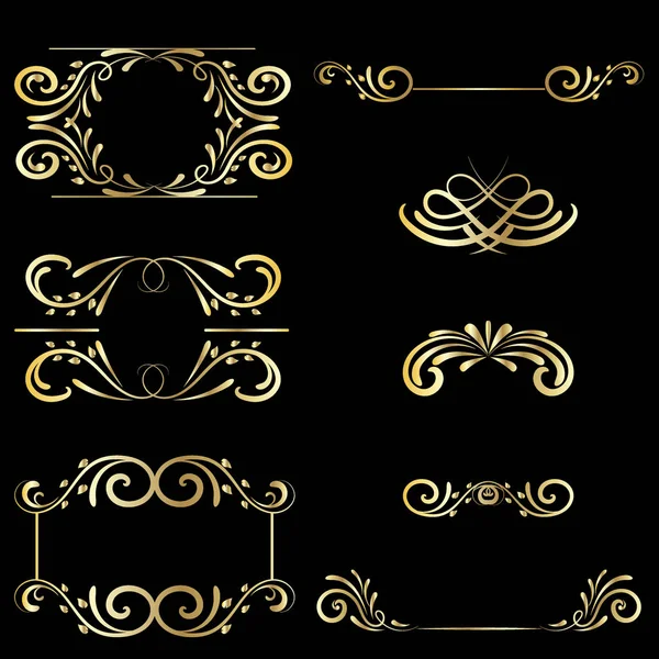 Cadre doré élément vintage — Image vectorielle