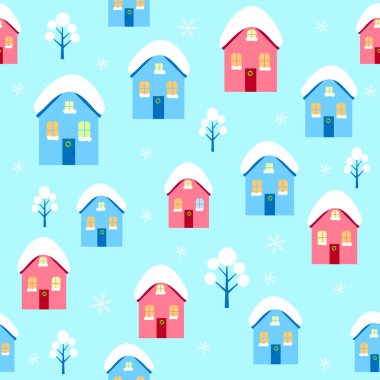 House kış Dikişsiz desen vektör