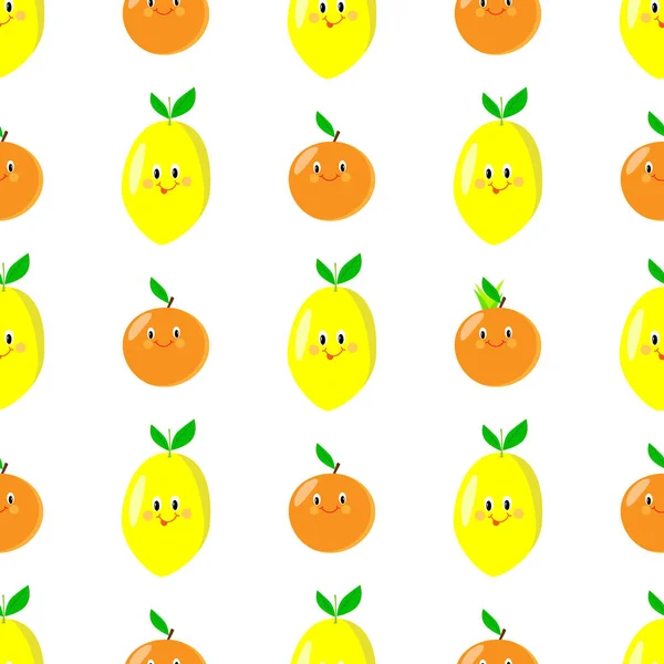レモン オレンジのシームレス パターンの漫画 — ストックベクタ
