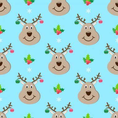Geyik kafası yeni yıl kesintisiz tasarlamak vektör