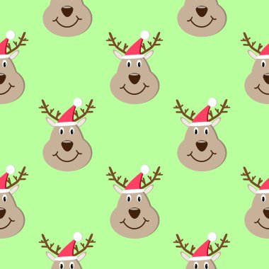 Kafa geyik Noel Dikişsiz desen vektör karikatür