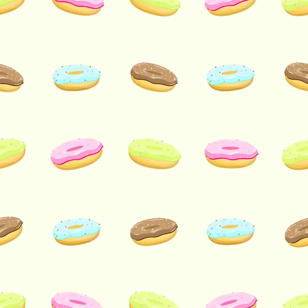 Padrão sem costura com donuts saborosos coloridos, vetor —  Vetores de Stock
