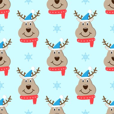 Kafa geyik Noel Dikişsiz desen vektör karikatür