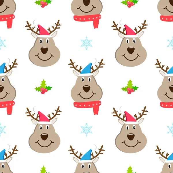 Kafa geyik Noel Dikişsiz desen vektör karikatür