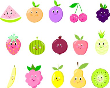 Sevimli meyve izole vektör