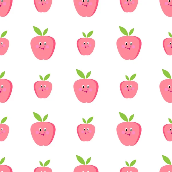 Niedlichen Äpfeln Karikatur nahtlosen Vektor — Stockvektor