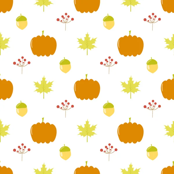 Kürbis Herbst nahtlose Muster Vektor Eichel — Stockvektor