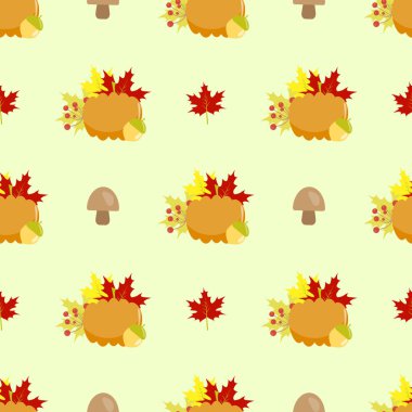 Kabak, vintage, Dikişsiz desen vektör yaprak