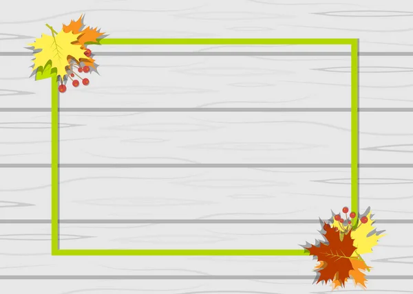 Bingkai daun vektor pohon musim gugur - Stok Vektor