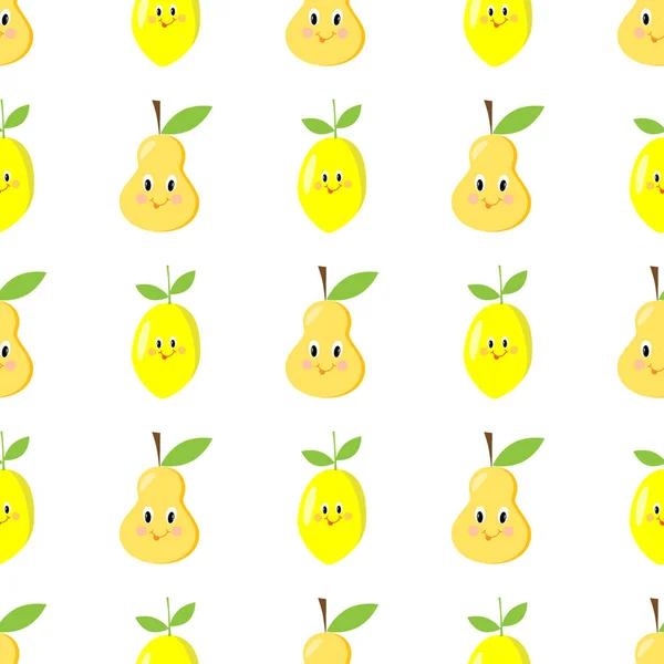 Pear lemon seamless pattern child vector — Stock Vector