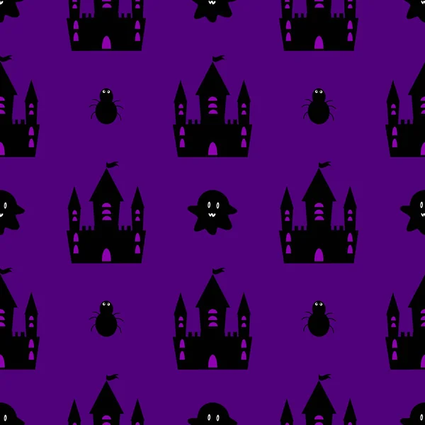 Castle halloween seamless pattern vector — Stock Vector