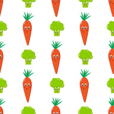havuç brokoli karikatür Dikişsiz desen vektör