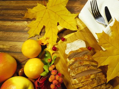 Türkiye'de plaka yaprakları çiçek şükran üstten görünüm, çatal