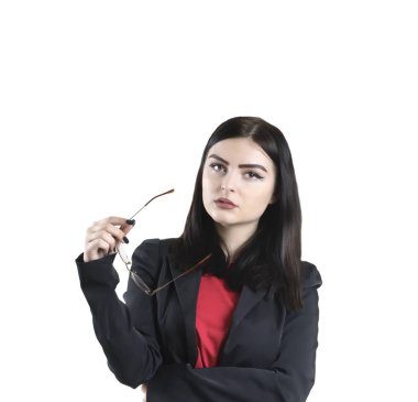 giyen genç iş kadını portresi gözlük, portre