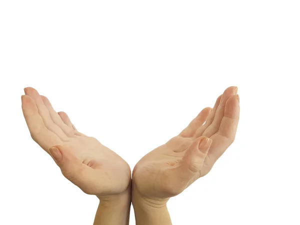 Mãos Formam Símbolo Cuidado Isolado — Fotografia de Stock