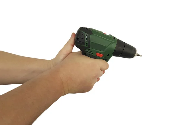 Male Hand Drill Isolated — Stock Photo, Image