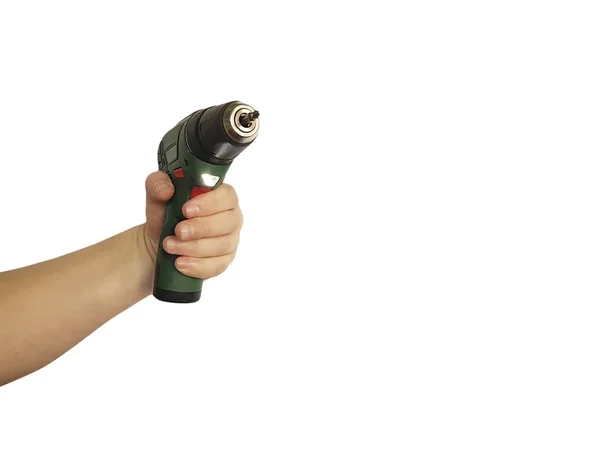 Male Hand Drill Isolated — Stock Photo, Image