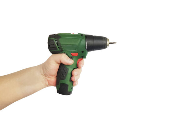 man's hand drill, isolated