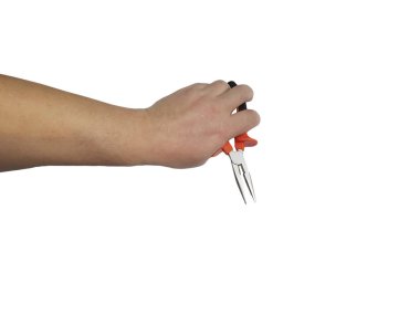 pense izole beyaz arka plan üzerinde tutan adamın elini