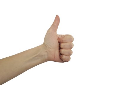 İzole el kadın başparmak tutarak