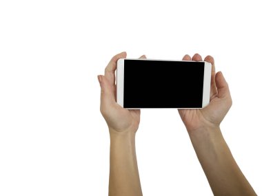 el ile beyaz smartphone izole