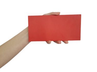 el tutar kırmızı kağıt üzerine beyaz izole