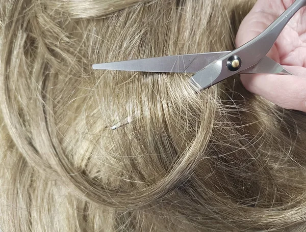 Hair Scissors Background Cut Split Ends Hand — Stock Photo, Image