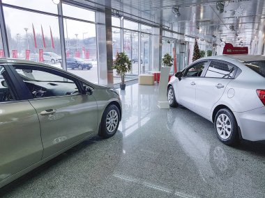 21 Ocak 2018 Ukrayna Kiev, Kia showroom