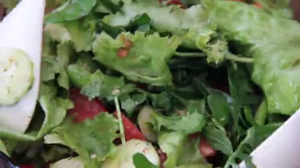 Salada Colher Com Tomates — Vídeo de Stock