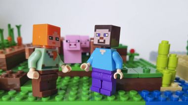  Ukrayna, Kiev 21 Şubat 2018 mini Lego Minecraft rakamlar