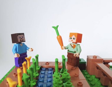  Ukrayna, Kiev 21 Şubat 2018 mini Lego Minecraft rakamlar