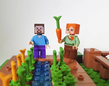  Ukrayna, Kiev 21 Şubat 2018 mini Lego Minecraft rakamlar