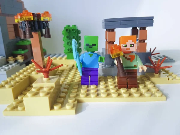 Oekraïne Kiev Februari 2018 Mini Cijfers Lego Minecraft — Stockfoto