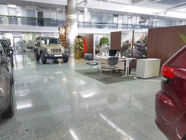 Ukrayna, Kiev 21 Ocak 2018 araç garaj Jeep 