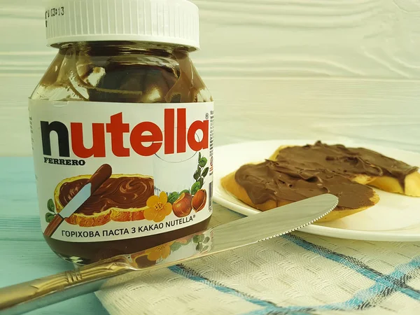 Ukraina Kiev10 Marca 2018 Nutella Drewniane — Zdjęcie stockowe