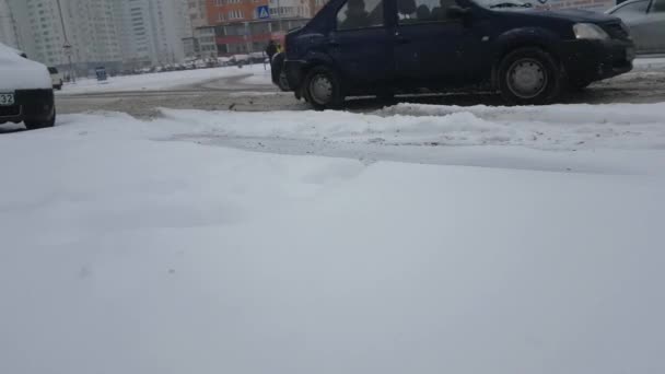 Ucrânia Janeiro 2018 Inverno Mau Estrada — Vídeo de Stock