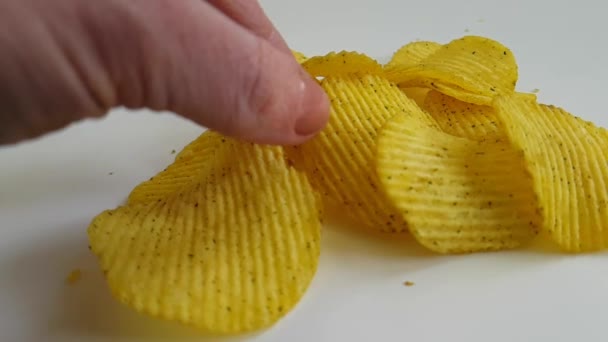 Potato Chips Spices Hand — Stock Video