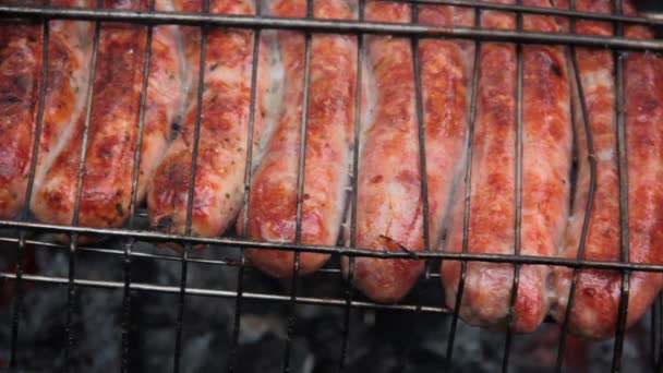 Sausages Fried Grate — Stock Video