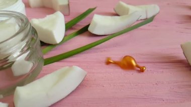 pembe ahşap kapsül, damla kozmetik krem Hindistan cevizi