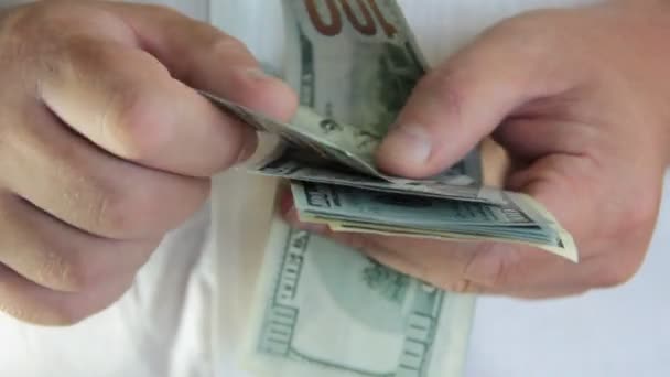 Mężczyzna Ręce Dolarów Rachunku — Wideo stockowe