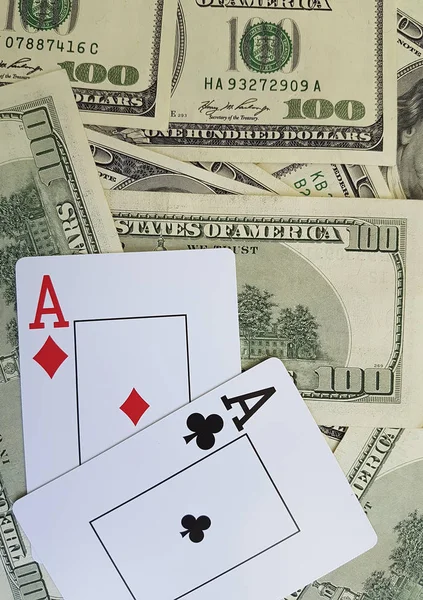Cartão Jogando Dólares Fundo — Fotografia de Stock