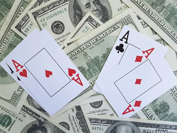 Cartão Jogando Dólares Fundo — Fotografia de Stock