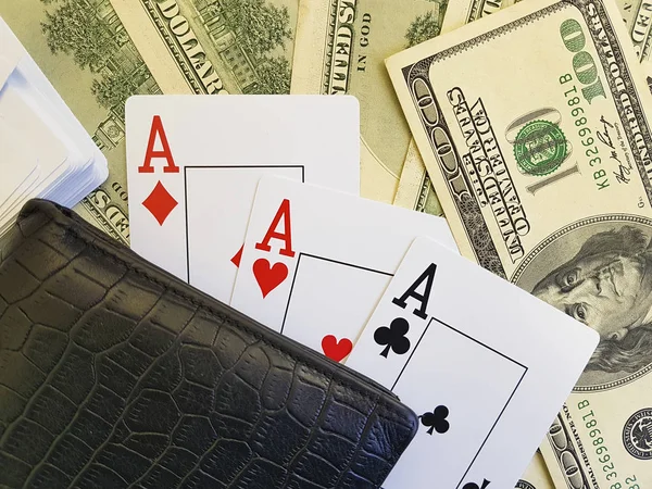 Kart Oynamak Dolar Arka Çanta — Stok fotoğraf