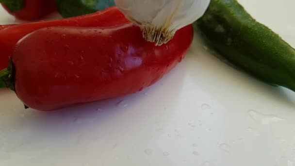 Paprika Tropft Knoblauch — Stockvideo