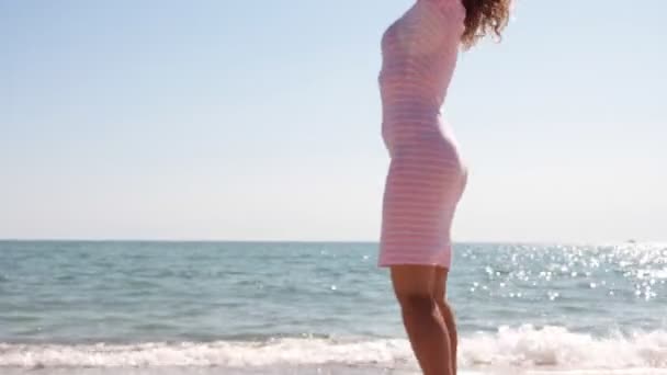 Piękna Dziewczyna Morze Kręcone — Wideo stockowe