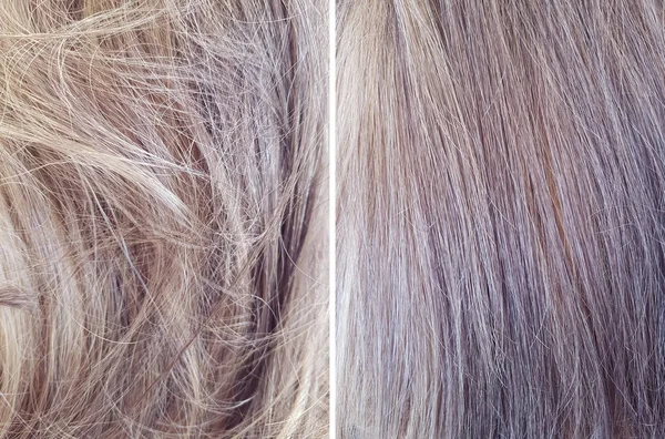 Cheveux Avant Après Lissage — Photo