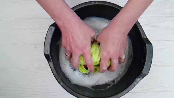 Händerna Tvättas Bäckenet Slow Motion — Stockvideo